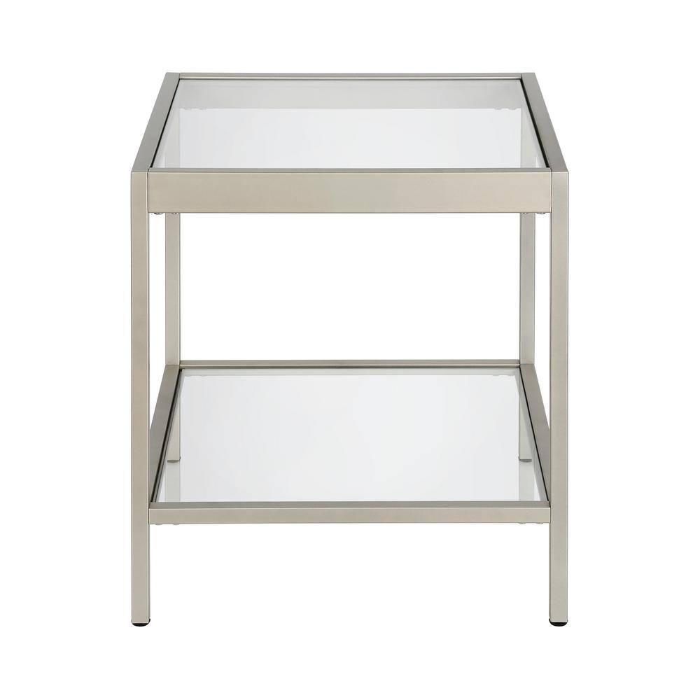 Evelyn&Zoe Alexis 20" Wide Square Side Table, Nickel