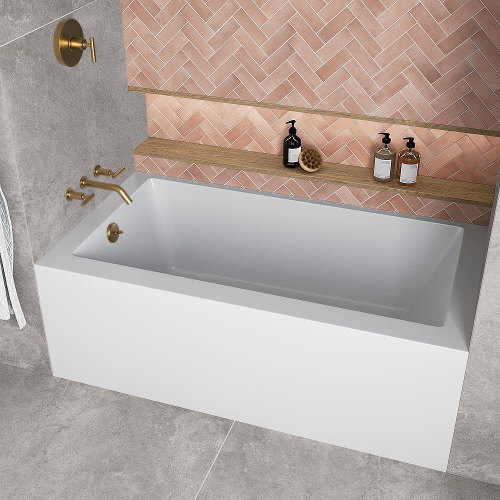 Streamline Bath Streamline 60 in. x 32 in. Acrylic Left-Hand Drain Alcove Bathtub in Glossy White With External Drain NAL-5560-BGL