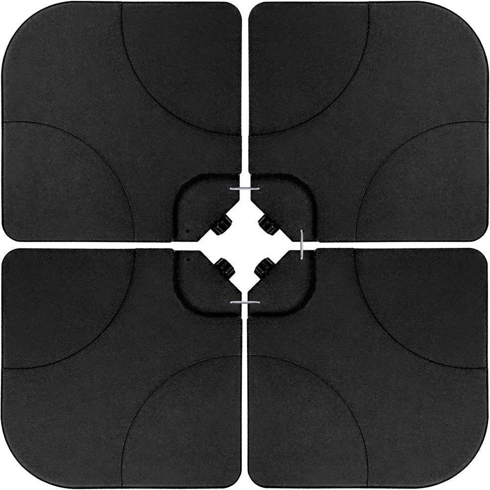 IVV 4PCS Patio Cantilever Offset Umbrella Base, Square Shaped Sand/Water Filled Weight Stand, Outdoor Umbrella Base Plate w/Heavy Duty Plastic, 39" x 39" Umbrella Base (Black)