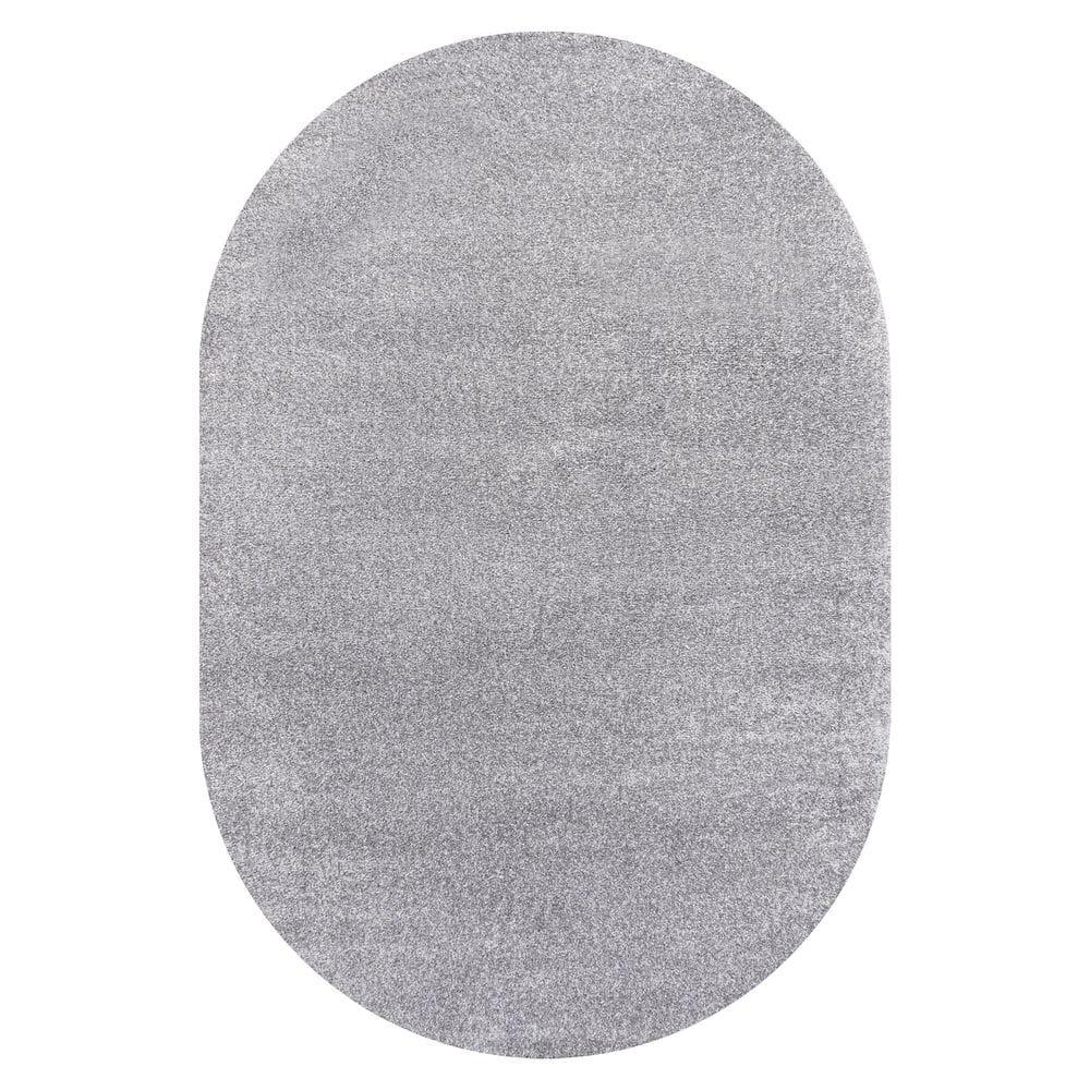 3'x5'Oval  Haze Solid Low-Pile, Gray - JONATHAN Y