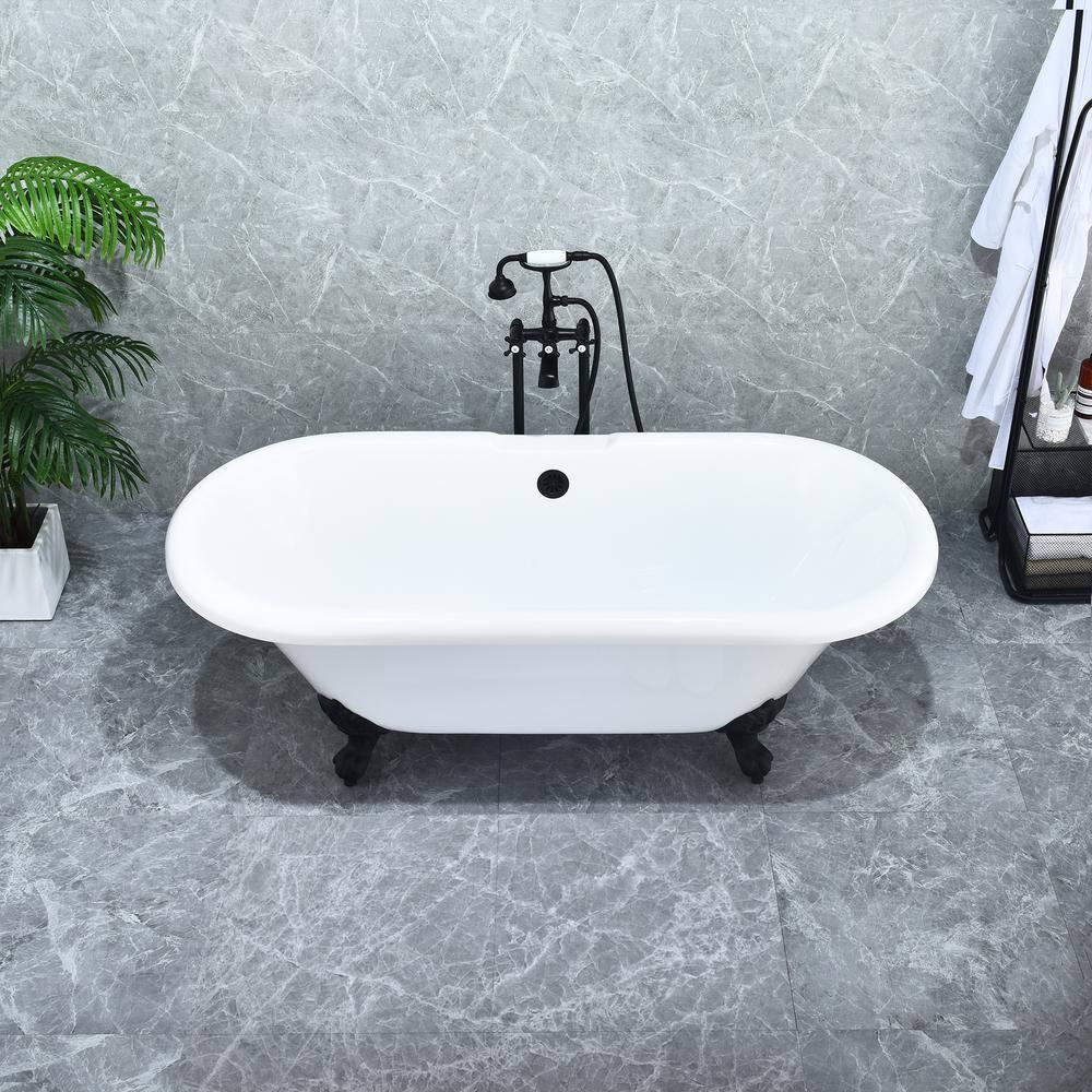 Altair 52167-BAT-GR-BB Kerta 66.9'' x 29.1'' Freestanding Soaking Acrylic Bathtub