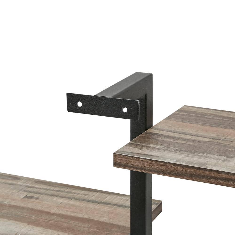 4-Tier Sienna Vertical Wall Shelf Unit Black/Rustic - Danya B.: Industrial Iron Frame, Laminated Surface