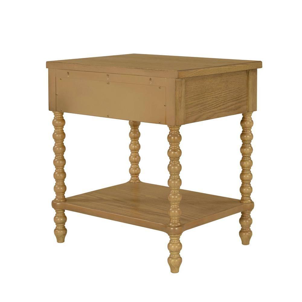 Beckett Turned Wood Spindle Nightstand with Drawer & Shelf