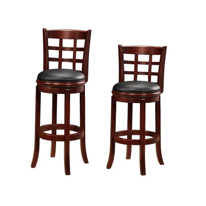 24" Kyoto Wood Composite Counter Height Barstool Cherry - Boraam: Swivel, Upholstered, Lacquered Finish