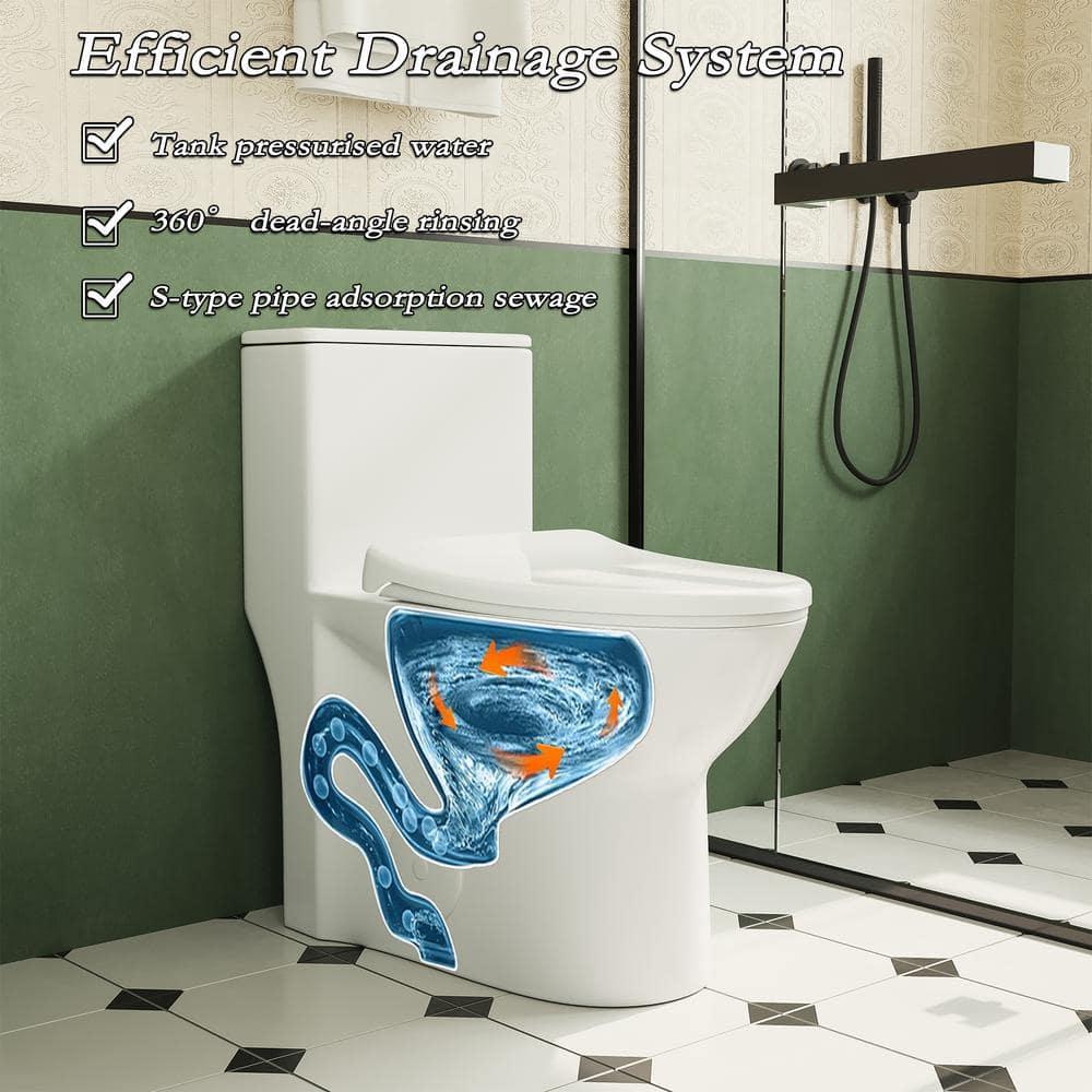 1.1/1.6 GPF Elongated Comfort Height Super Quite Flushing Floor Mounted One-Piece Toilet