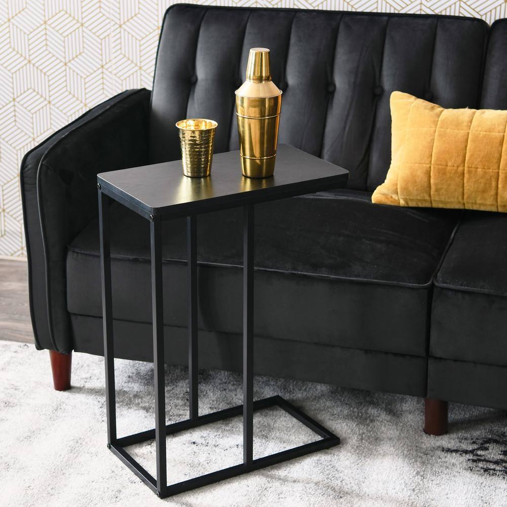 WANDINGT Accent Table C-Shaped Living Room End Tables Snack Laminate Metal Frame Side Table