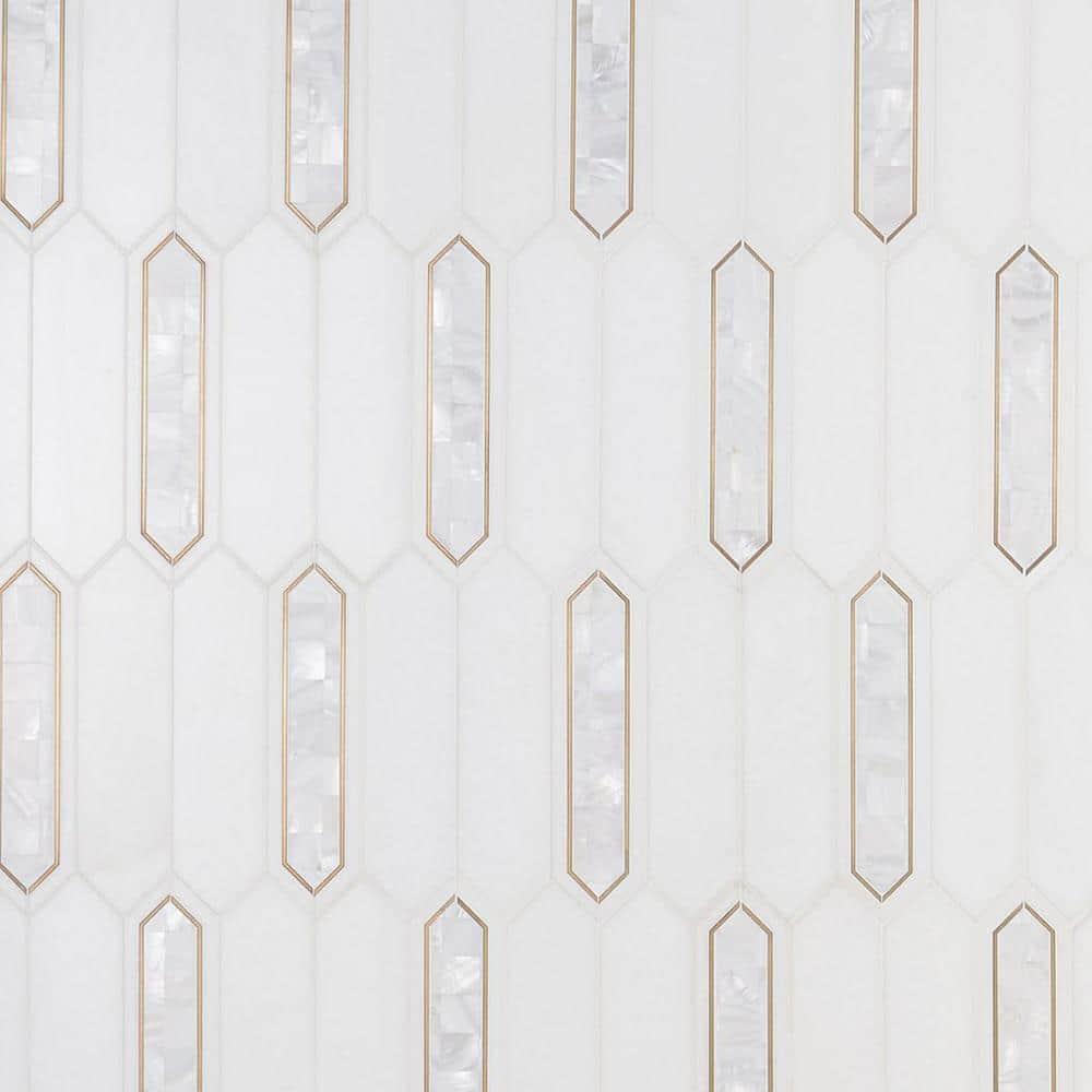 Zip 11.65'' W x 13.62'' L Marble and Brass Mosaic Tile (1.1 Sq. Ft. / Sheet)