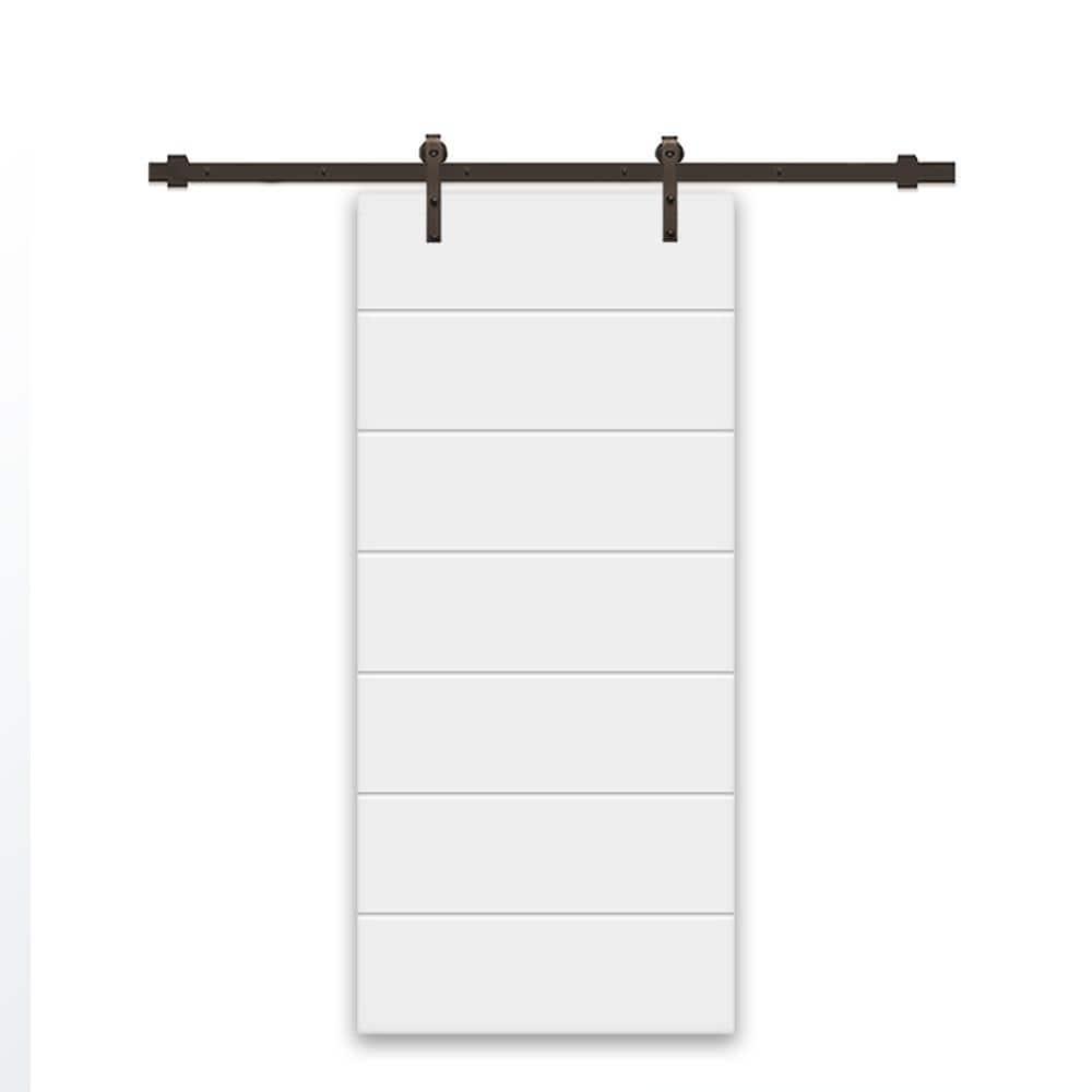 Calhome Hollow Paneled Painted with Installation Hardware Kit Barn Door