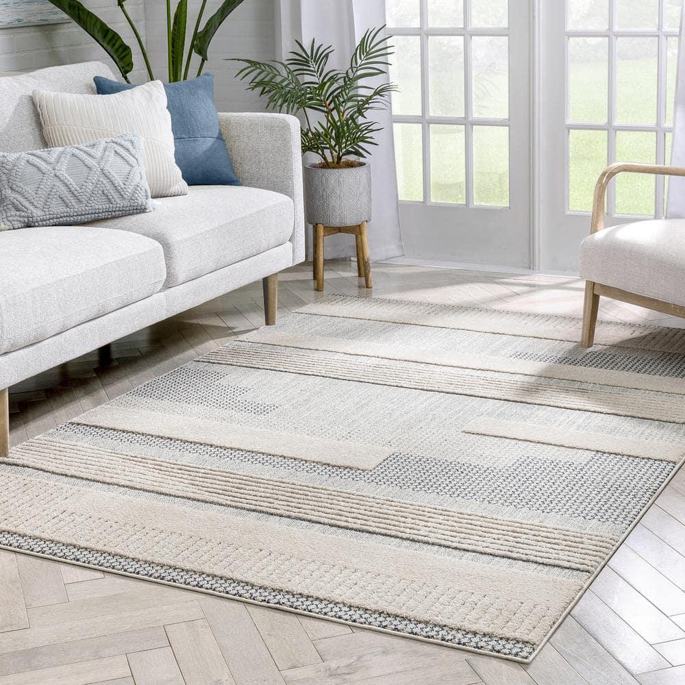 Marcone Briar Tribal Geometric Abstract Light Blue Looped Pile Rug