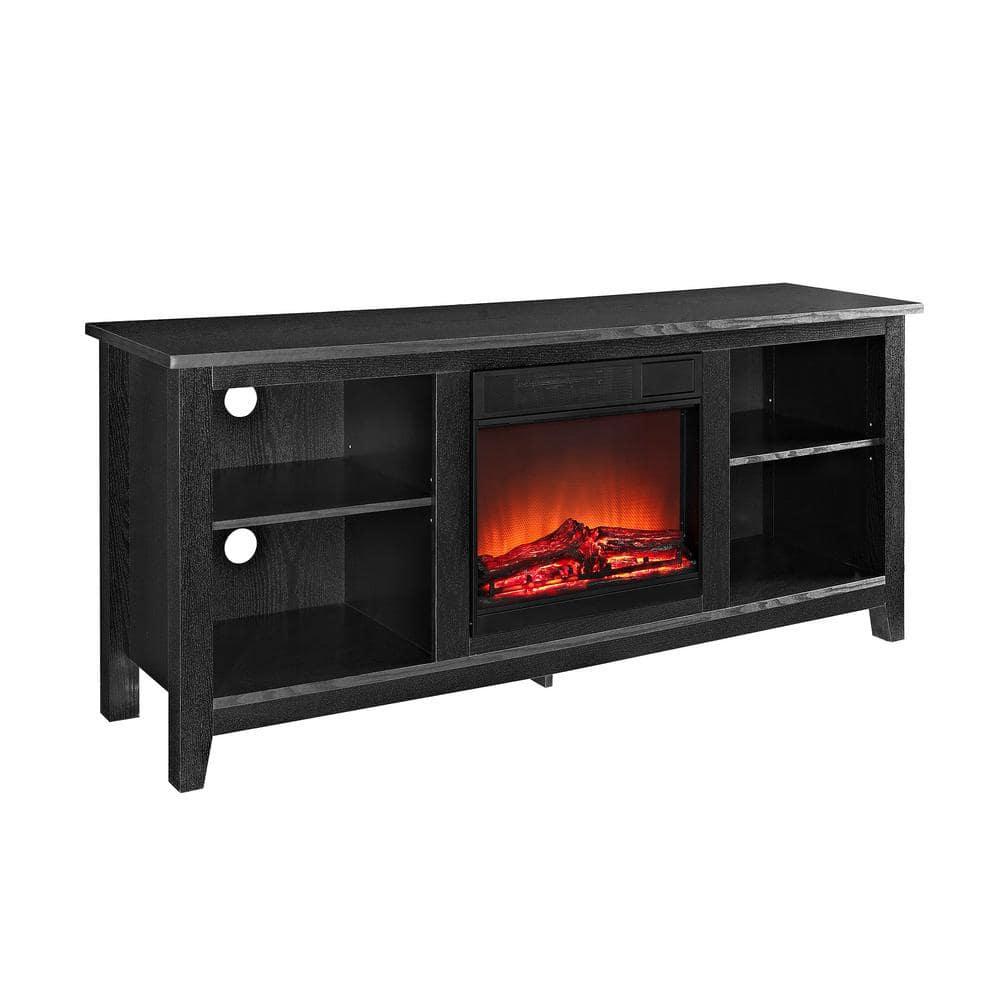 Walker Edison Traditional Fireplace TV Stand for TVs Up to 64" - Black