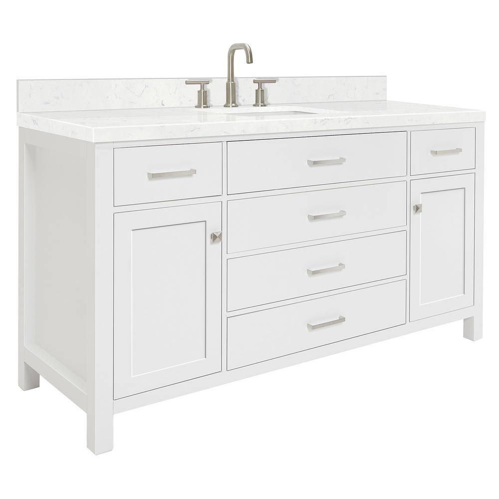 Ariel H060scqrvo Bristol 60" Free Standing Single Basin Vanity Set - White