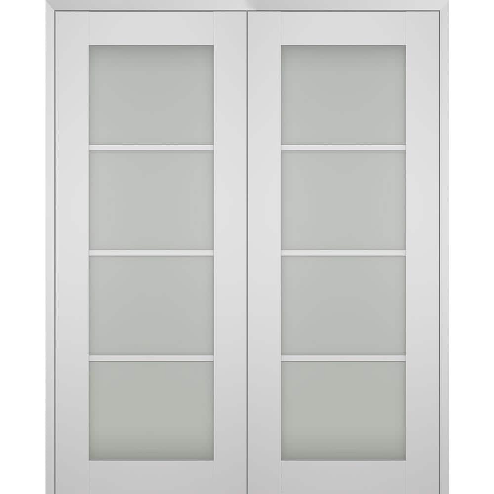 Belldinni Smart Pro 4 Lite Paneled Manufactured Wood and Frosted Glass Interior Double Prehung Door