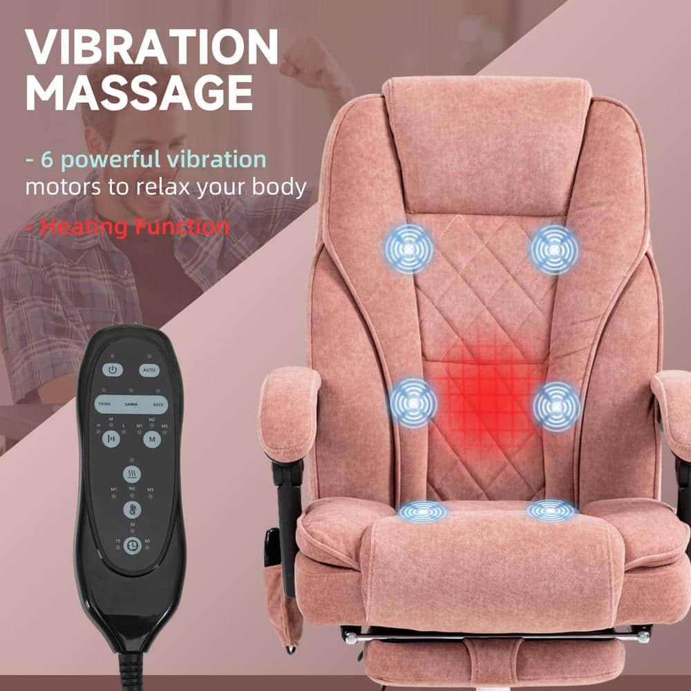Vinsetto Executive Massage Office Chair, Heated Computer Desk Chair with Adjustable Height and Footrest, Pink