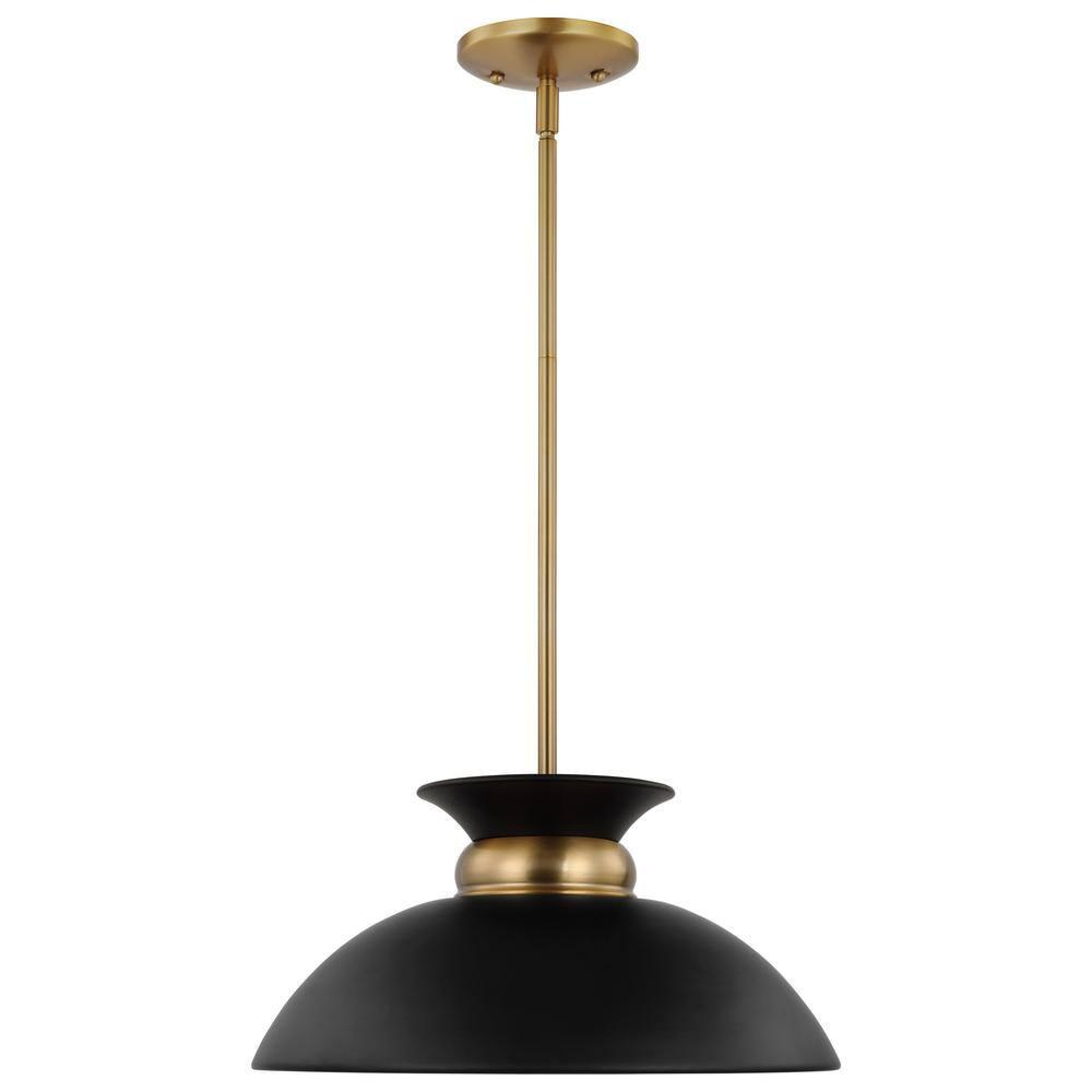 Nuvo Lighting Perkins 1 Light Small Pendant Matte Black with Burnished Brass