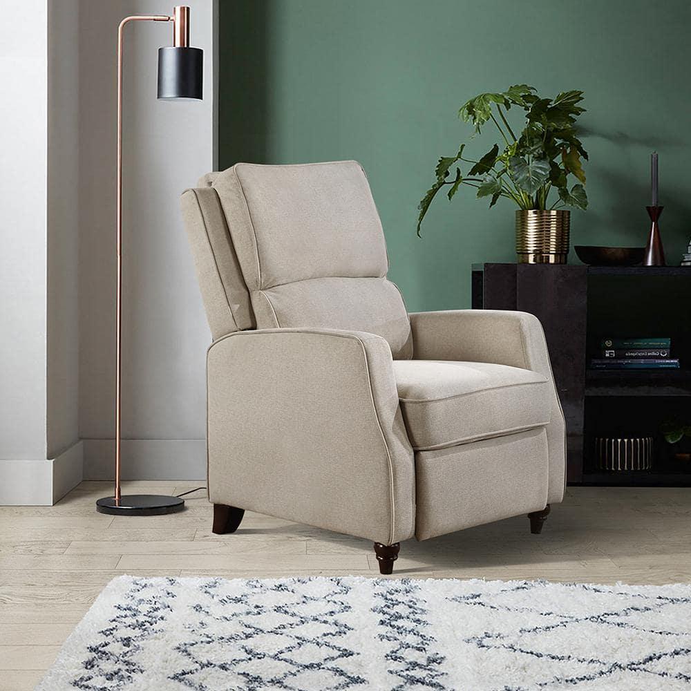 Lexicon Loveland Upholstered Fabric Push Back Recliner in Beige