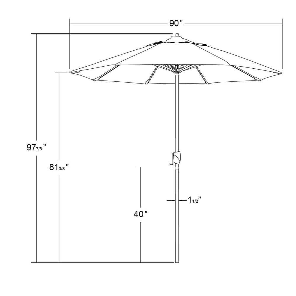 7.5 ft. Bronze Aluminum Market Auto-Tilt Crank Lift Patio Umbrella in Capri Pacifica