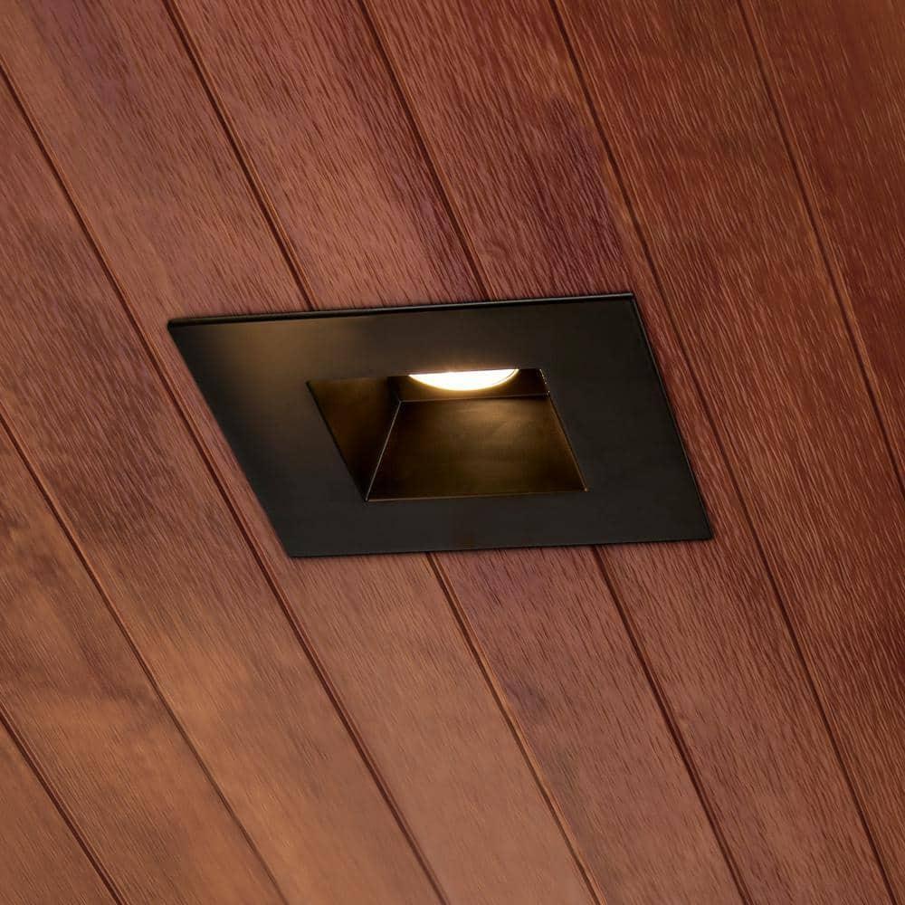 Maxxima 6” Ultra-Thin Recessed Anti-Glare LED Downlight Canless IC Rated 1200 Lumens 5 Color Temperature Select 2700K/3000K/3500K/4000K/5000K Dimmable Square Black Trim 90 CRI 5CCT Slim J-Box Included