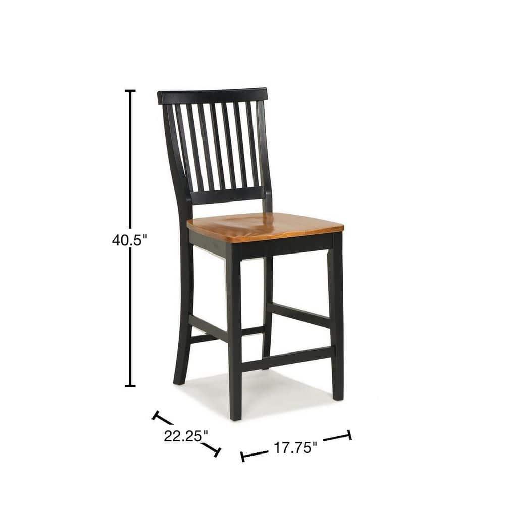 Home Styles Black Counter Stool with Oak Finished Seat