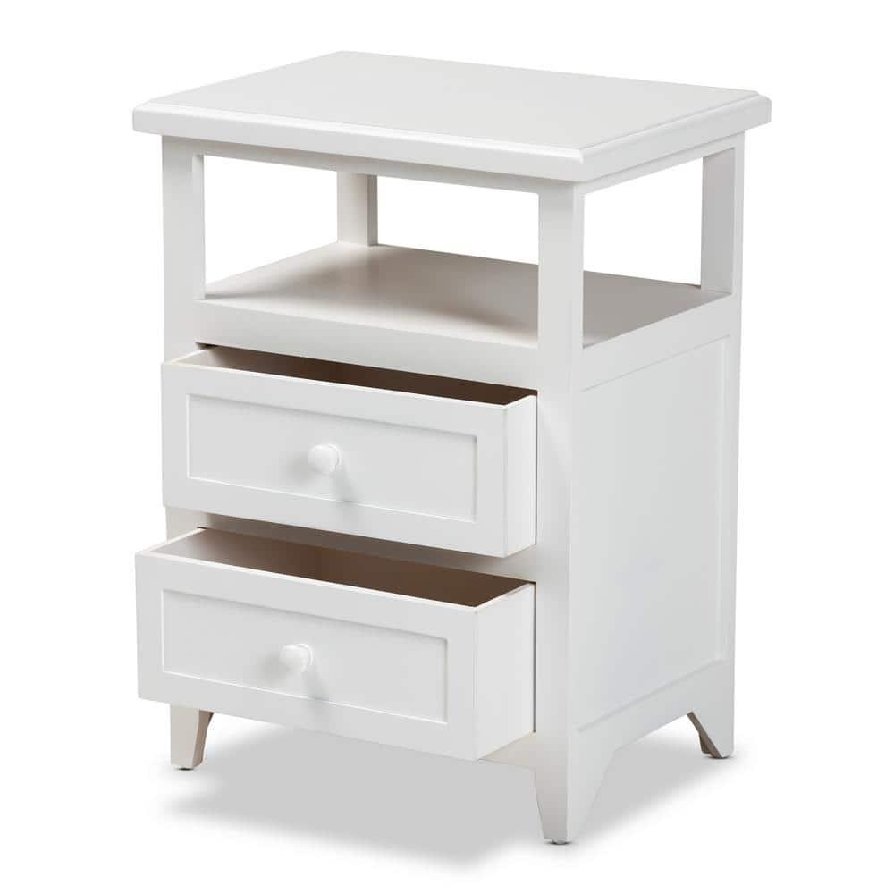 Baxton Studio Karsen Modern and Contemporary White Finished Wood 2-Drawer Nightstand,Wholesale Interiors