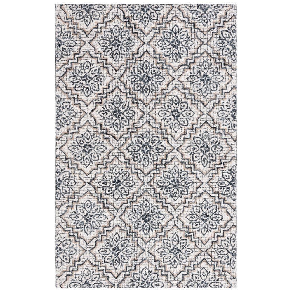 Abstract ABT201 Handmade Indoor Accent Rug - Ivory/Navy - 3'x5' - Safavieh