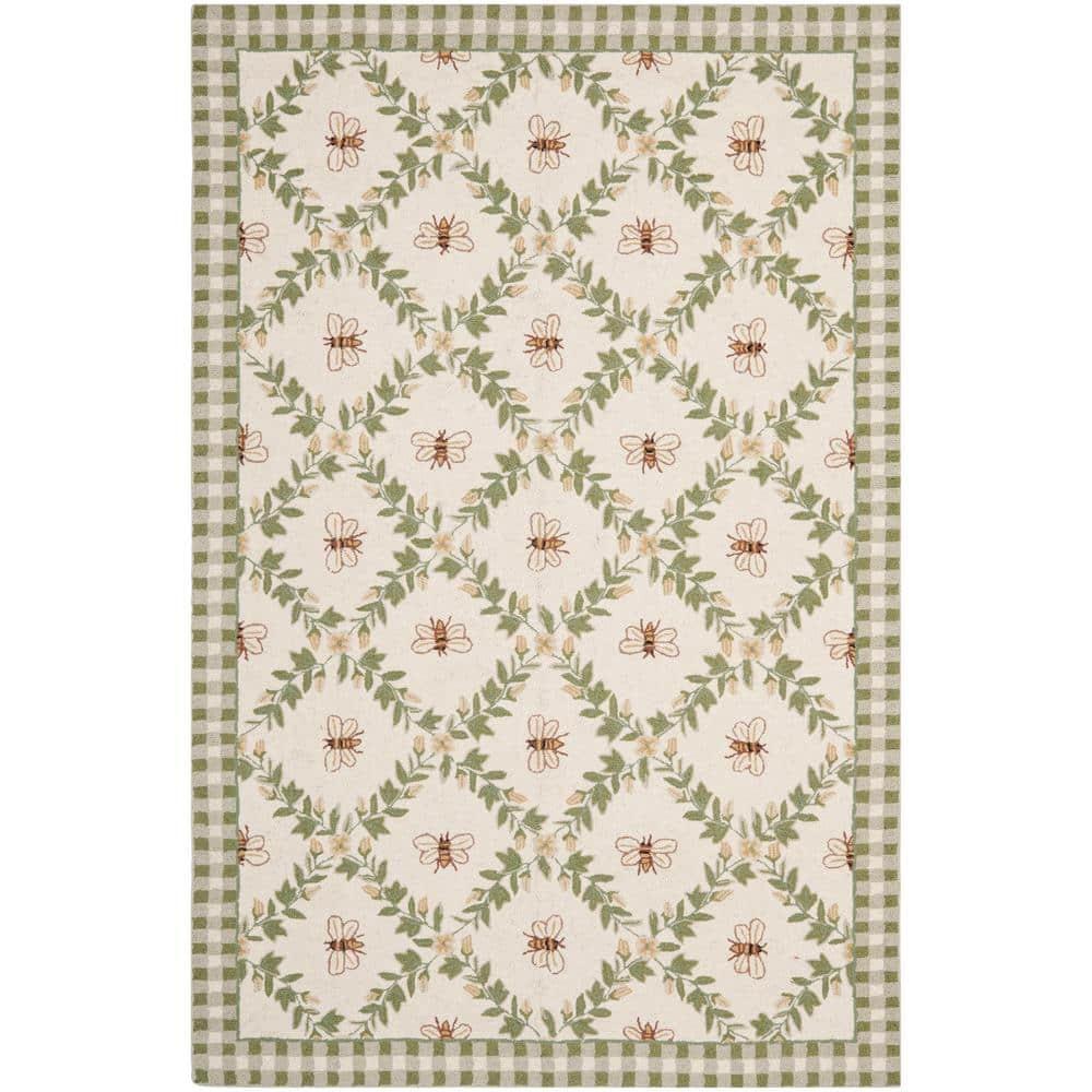 Chelsea HK55 Hand Hooked Area Rug - Ivory/Green - 8'9"x11'9" - Safavieh