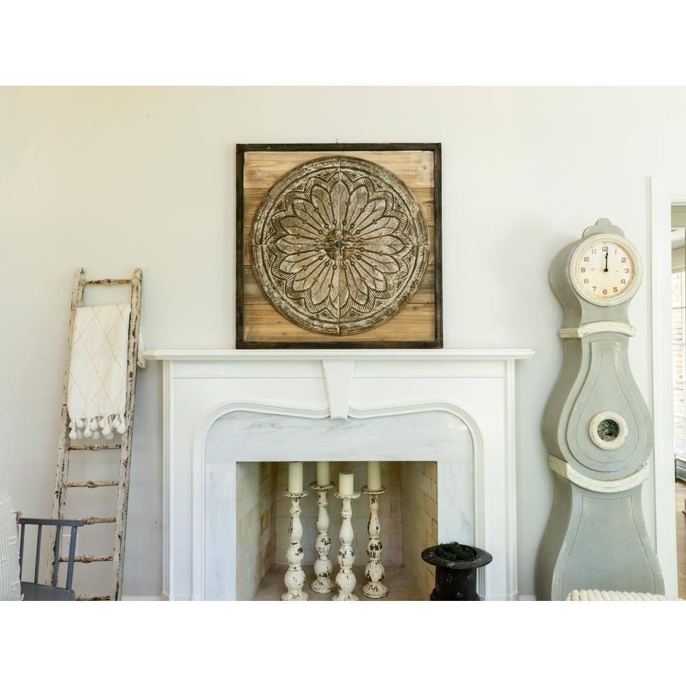 Distressed Gray Wood Grandfather Style Wall Clock