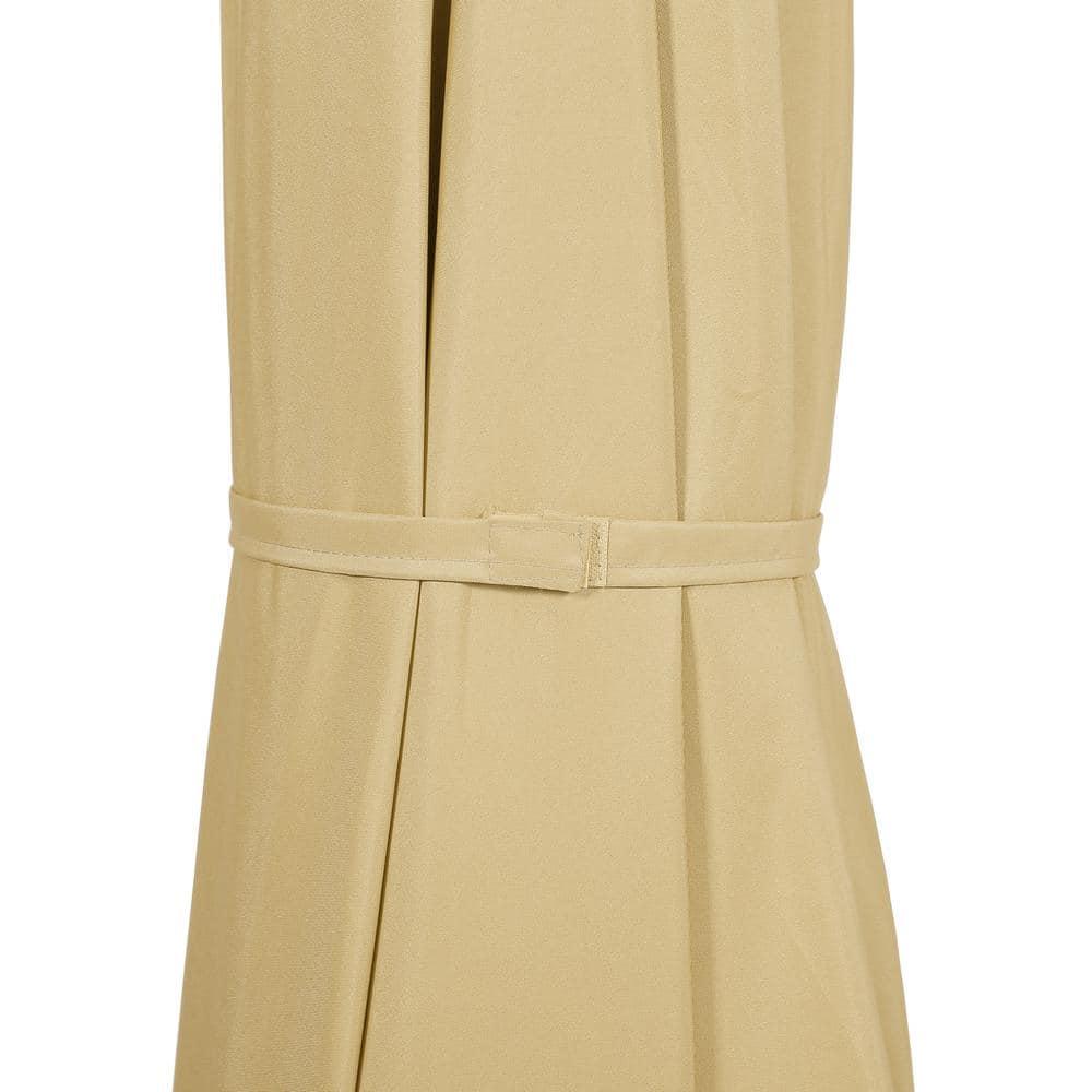 9 ft Half Market Umbella with Black Round Free Standing Plastic Base, Beige