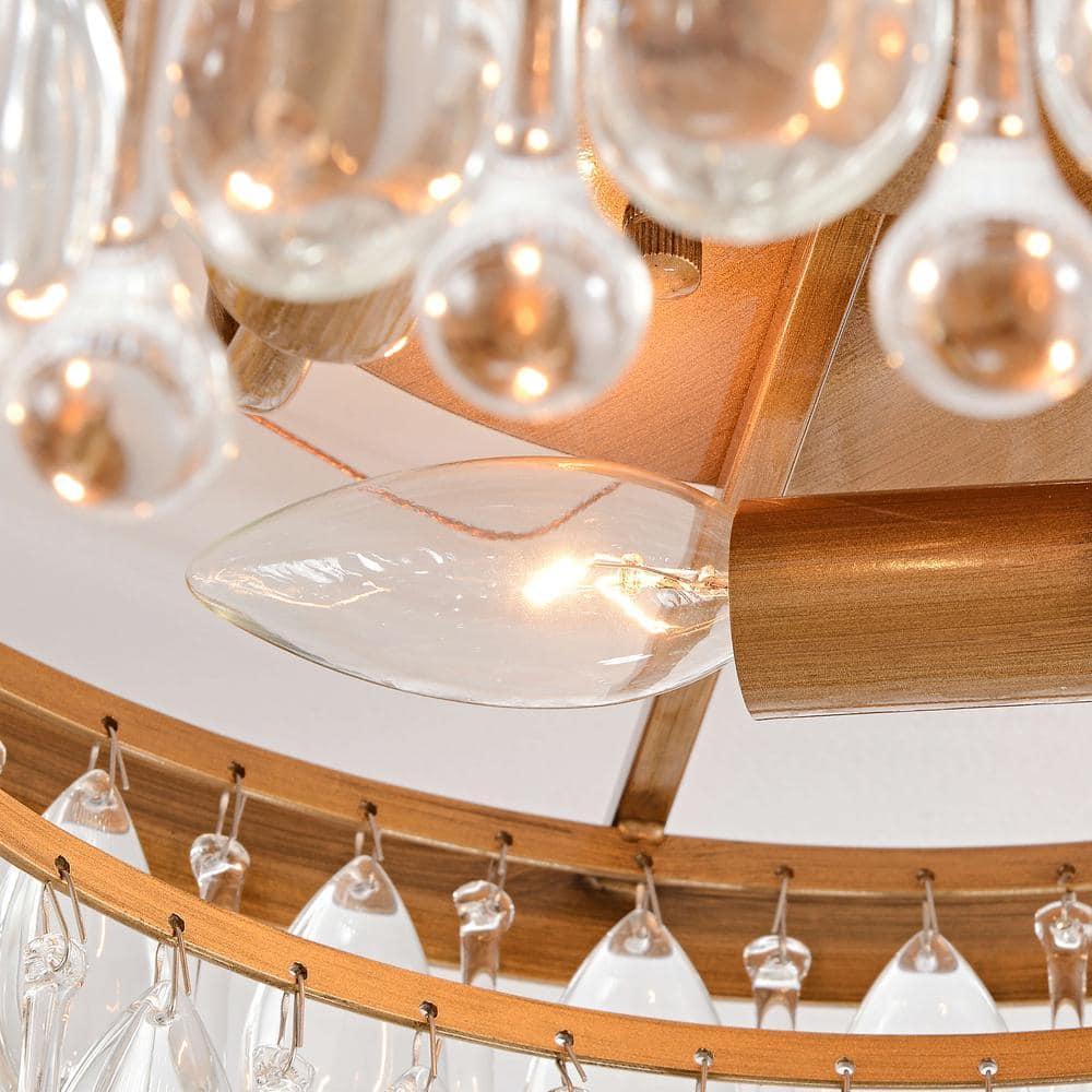 The Lighting Store Viviana Black 3-light Flush Mount with Crystal Glass Teardrops Brushed Brass