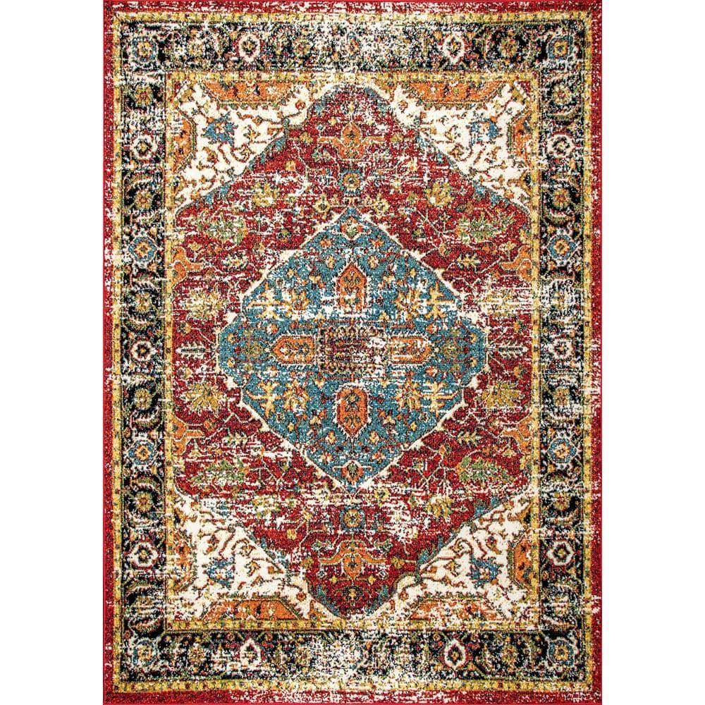Nuloom Indoor/Outdoor Transitional Medallion Muriel Patio Area Rug, 4' x 6', Multi