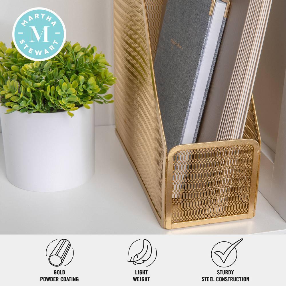 Martha Stewart Mesh Metal Single Slot Magazine File Holder Gold