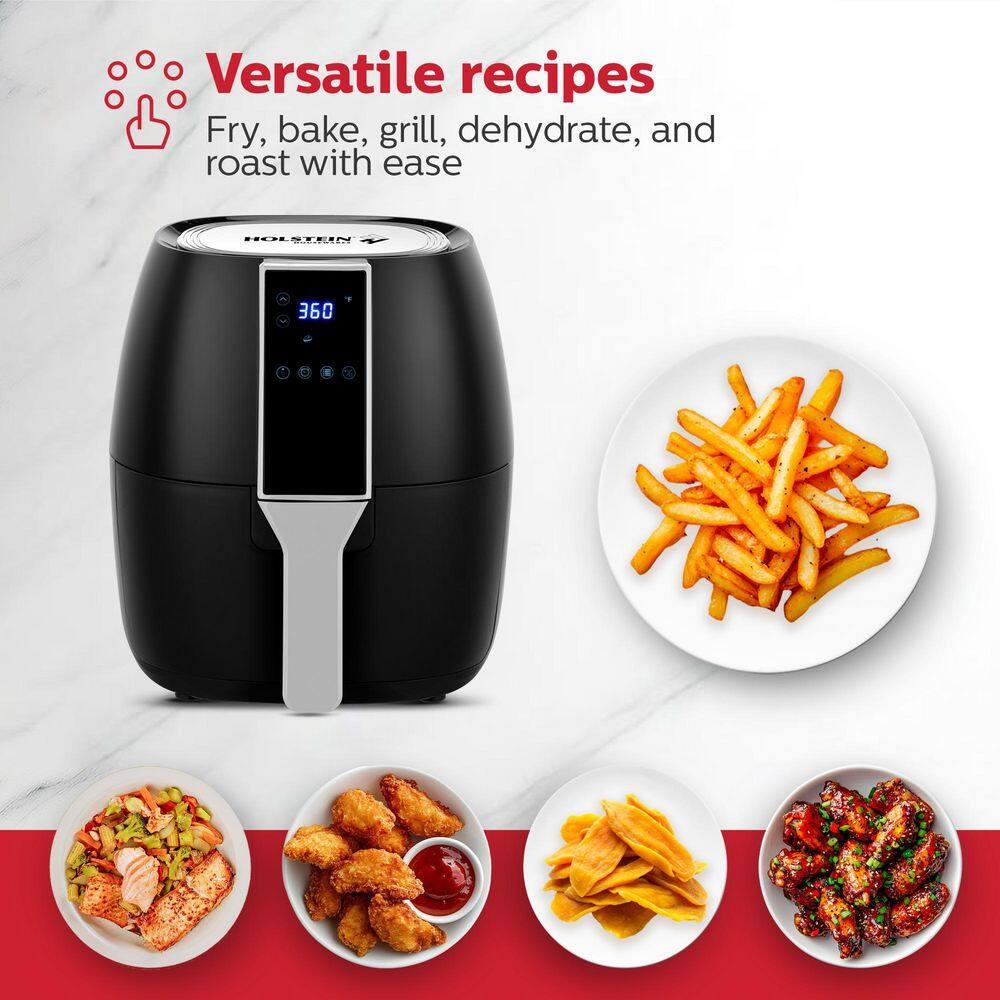 Holstein Housewares - 3.7QT Digital Air Fryer, Black - Convenient and User Friendly with Optimal Control Panel and Seven Cooking Presets