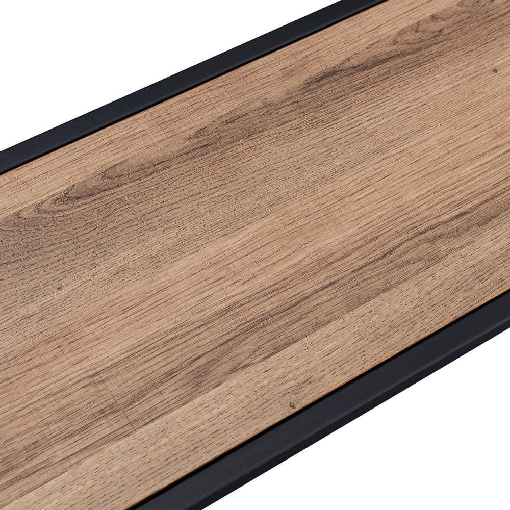 Evelyn&Zoe Vireo 42" Wide Rectangular Console Table with MDF Shelf, Blackened Bronze/Rustic Oak