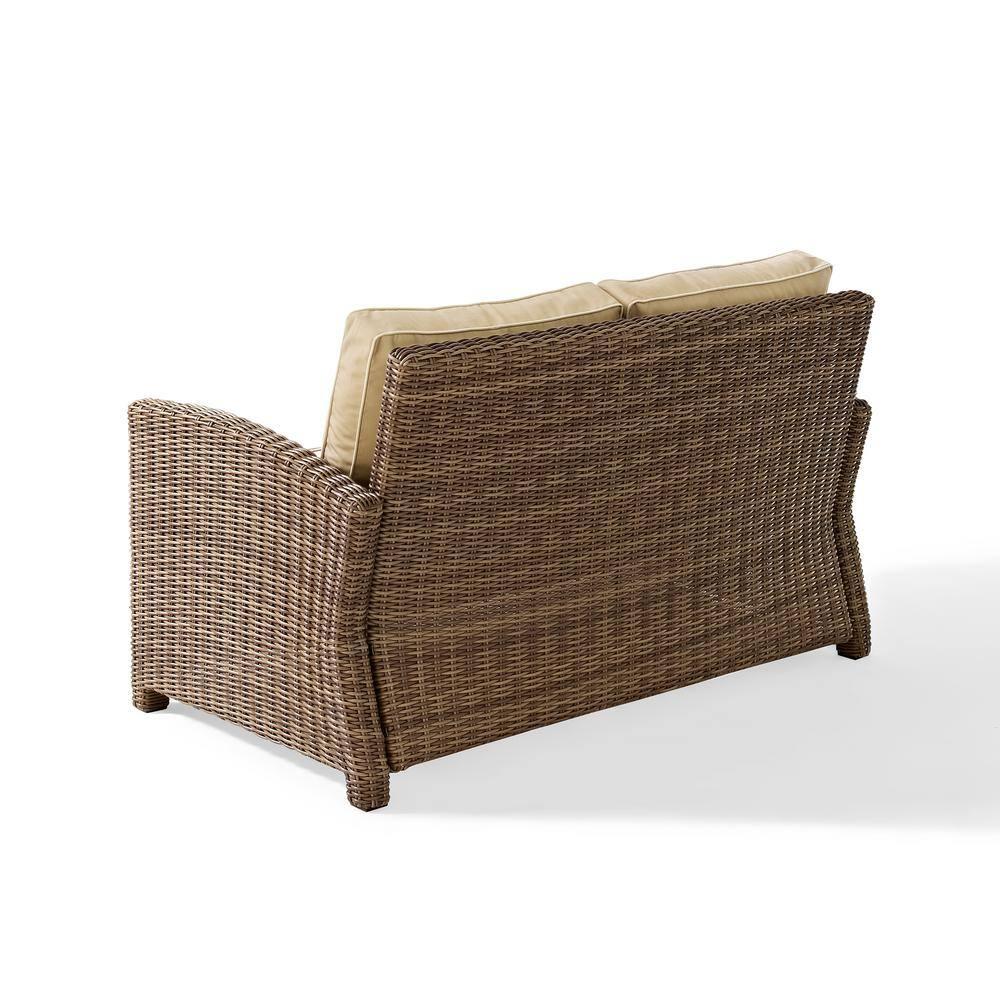 Crosley Bradenton Outdoor Wicker Loveseat with Sand Cushions: Steel Frame, UV-Resistant