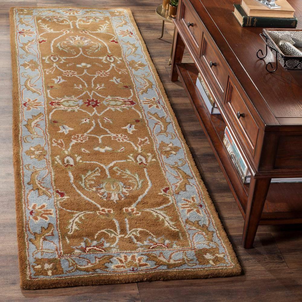 Heritage HG812 Hand Tufted Runner Rug - Brown/Blue - 2'3"x6' - Safavieh.