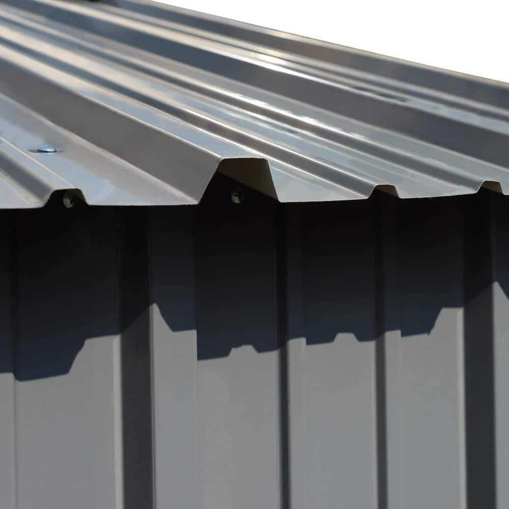 VEIKOUS 8'x10' Outdoor Storage Shed, Metal Tool Storage Sheds 80 sq ft, w/Lockable Door & Air Vent, Grey