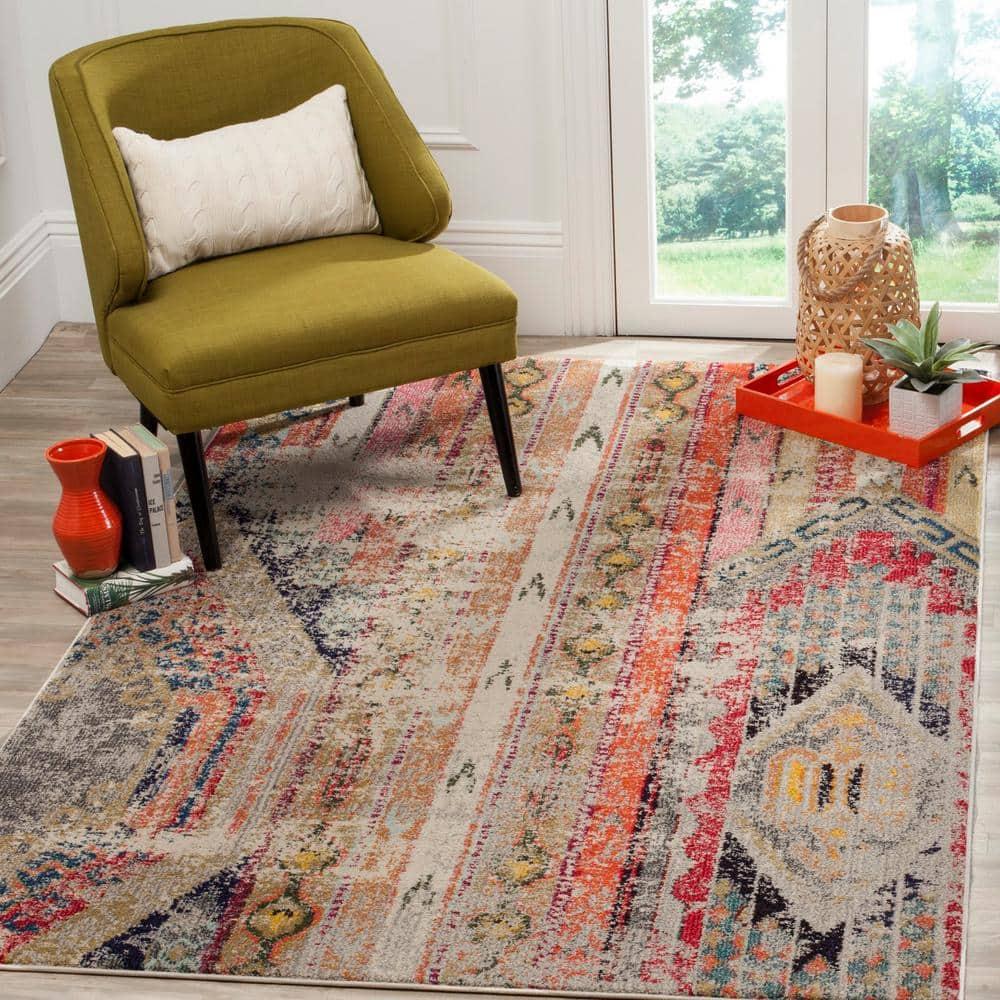 Monaco MNC222 Power Loomed Indoor Accent Rug - Light Grey/Multi - 2'2"x4' - Safavieh.