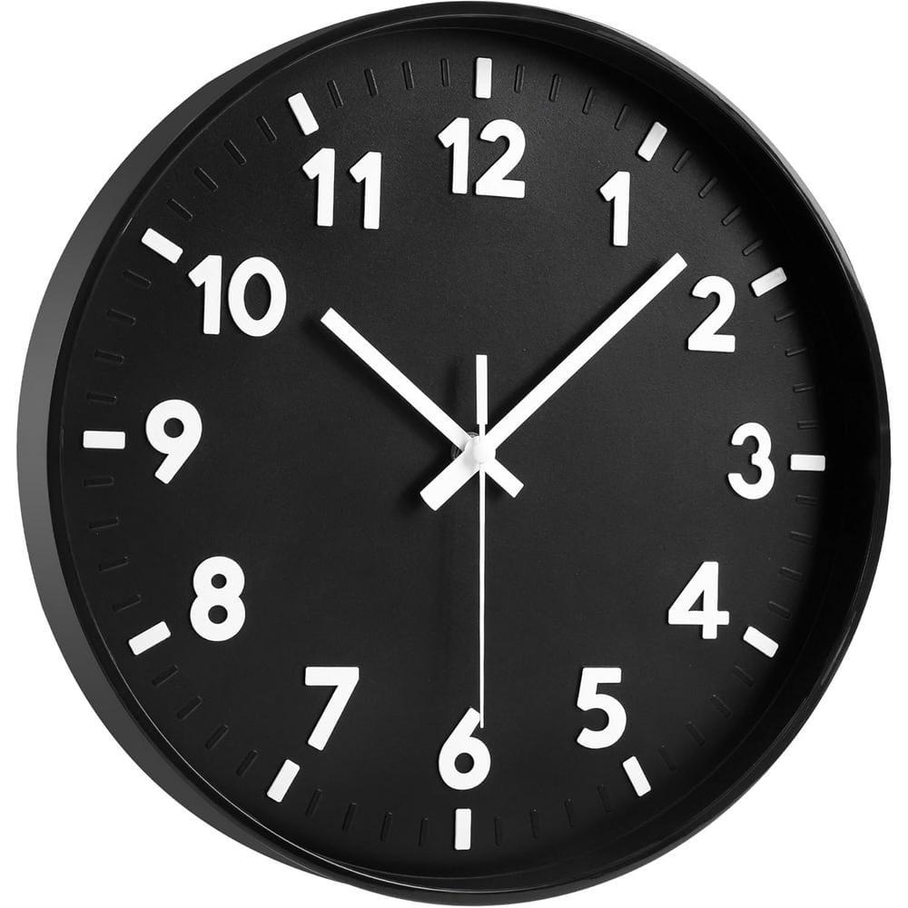 Warkul 12-Inch Wall Clock High-precision Battery Operated Easy-to-Read Silent Non-Ticking Quartz Clock Wall Art Decoration