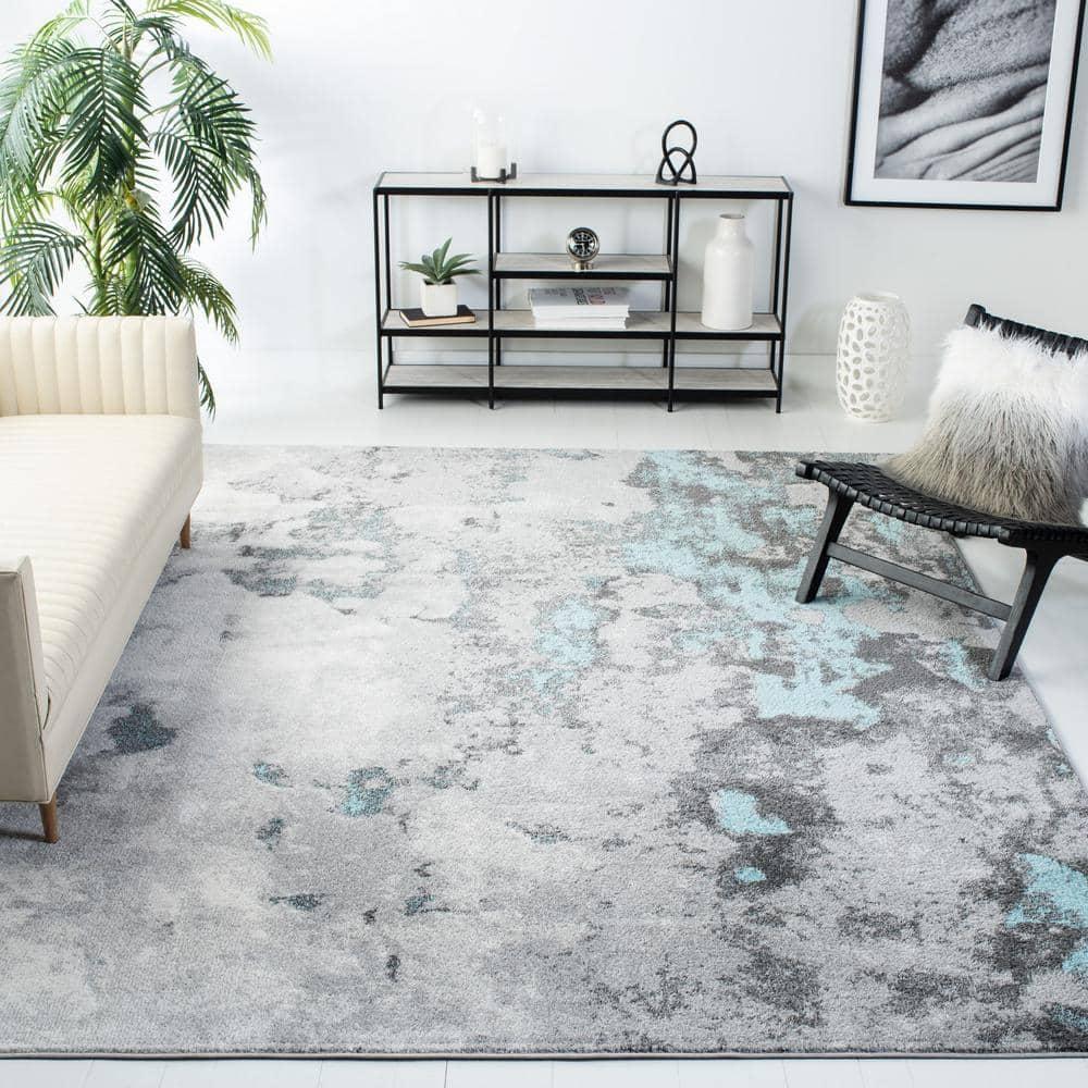 Adirondack ADR134 Machine Made Indoor Area Rug - Turquoise/Grey - 6'x6' - Safavieh