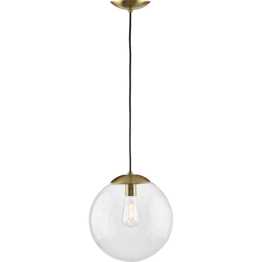Progress Lighting P500311-109 Atwell - 1 Light Large Pendant   Brushed Bronze Finish with Clear Glass