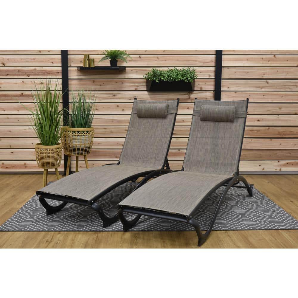 Vivere aluminum Glendale Lounger Set Made with Premium Phifertex Outdoor Fabric ( 330 lb Capacity) Granite