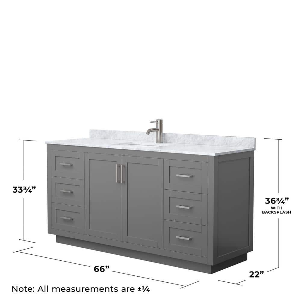Wyndham Collection Miranda 66" Freestanding Single Bathroom Vanity with Marble Top