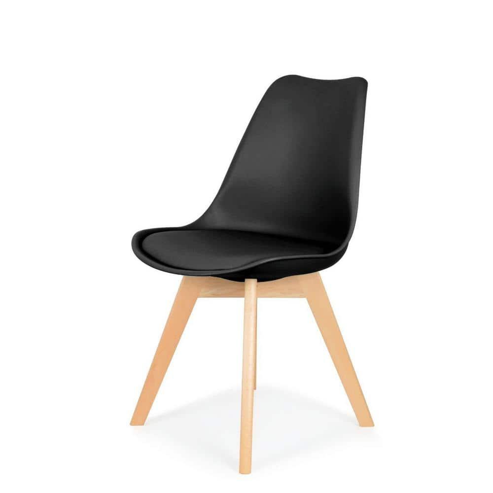 Best Master Mirage Modern Solid Wood Dining Side Chair in Black (Set of 2)