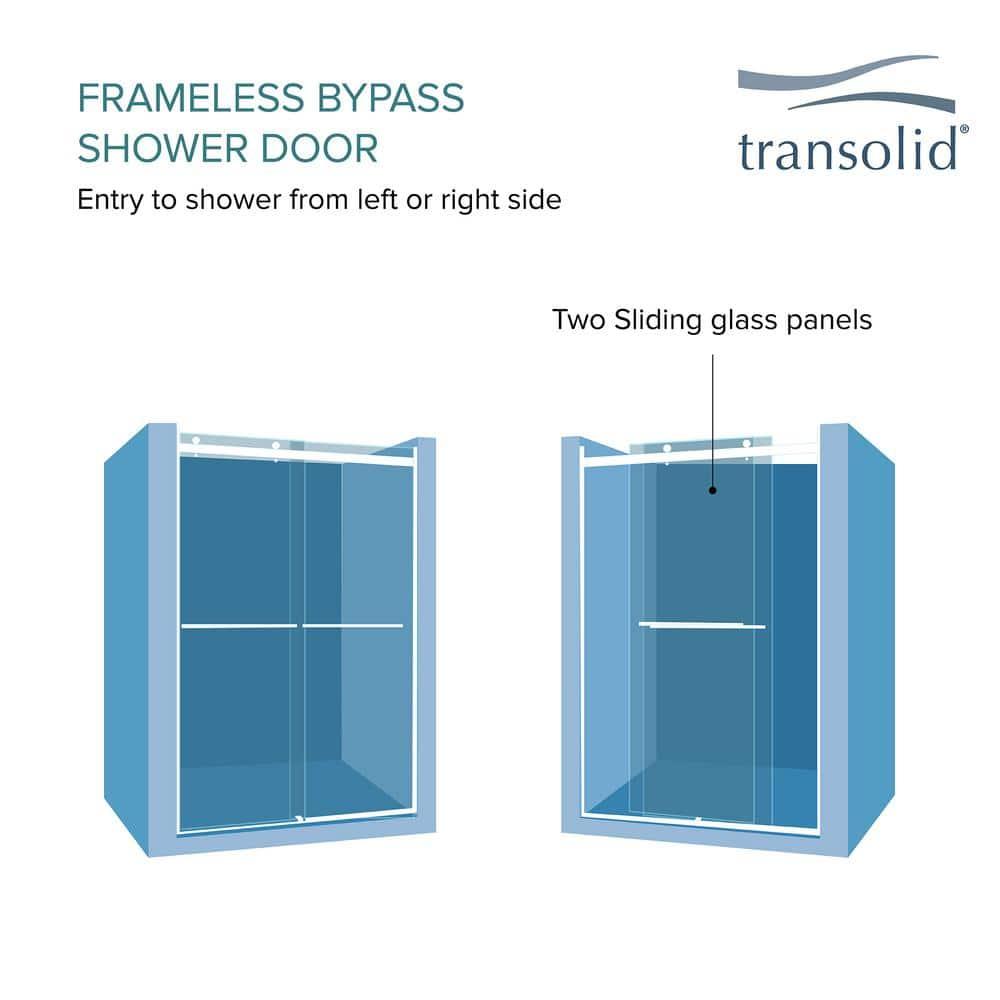 56" W x 70" H Bypass Frameless Shower Door with TruMotion Technology