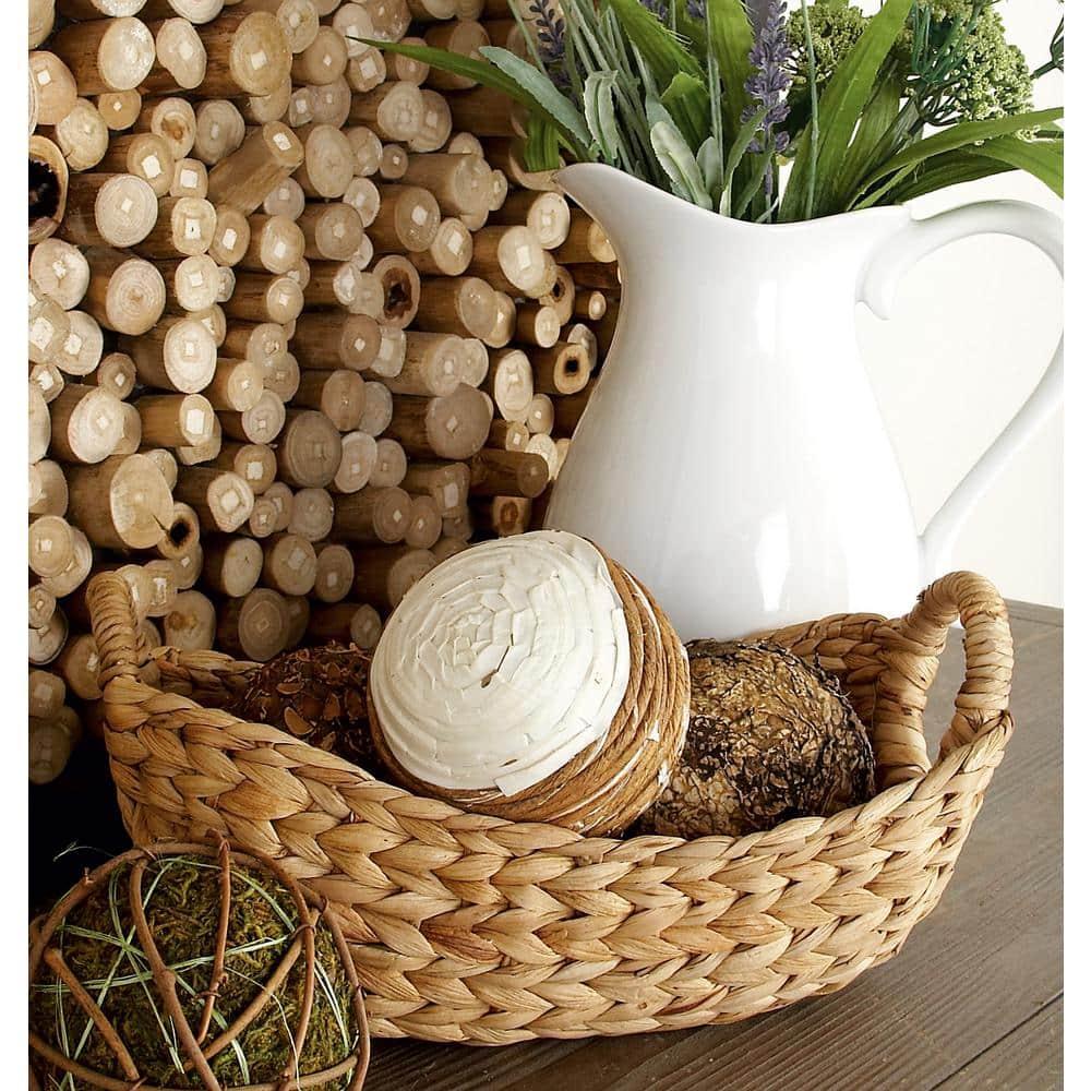 DecMode 23", 21", 19", 16", Brown Seagrass Handmade Storage Basket with Metal Handles, 5-Pieces
