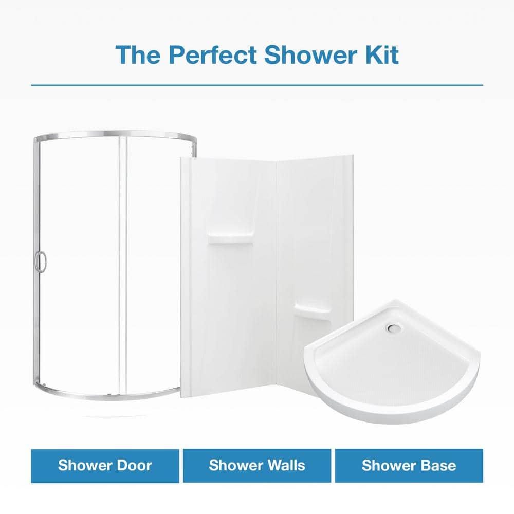 OVE Decors Breeze 44 in. Round Shower Kit w/ Clear, Base, Wall