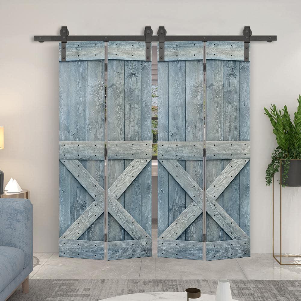 Calhome 84'' Solid Wood Barn Doors Painted Bi-Fold Door