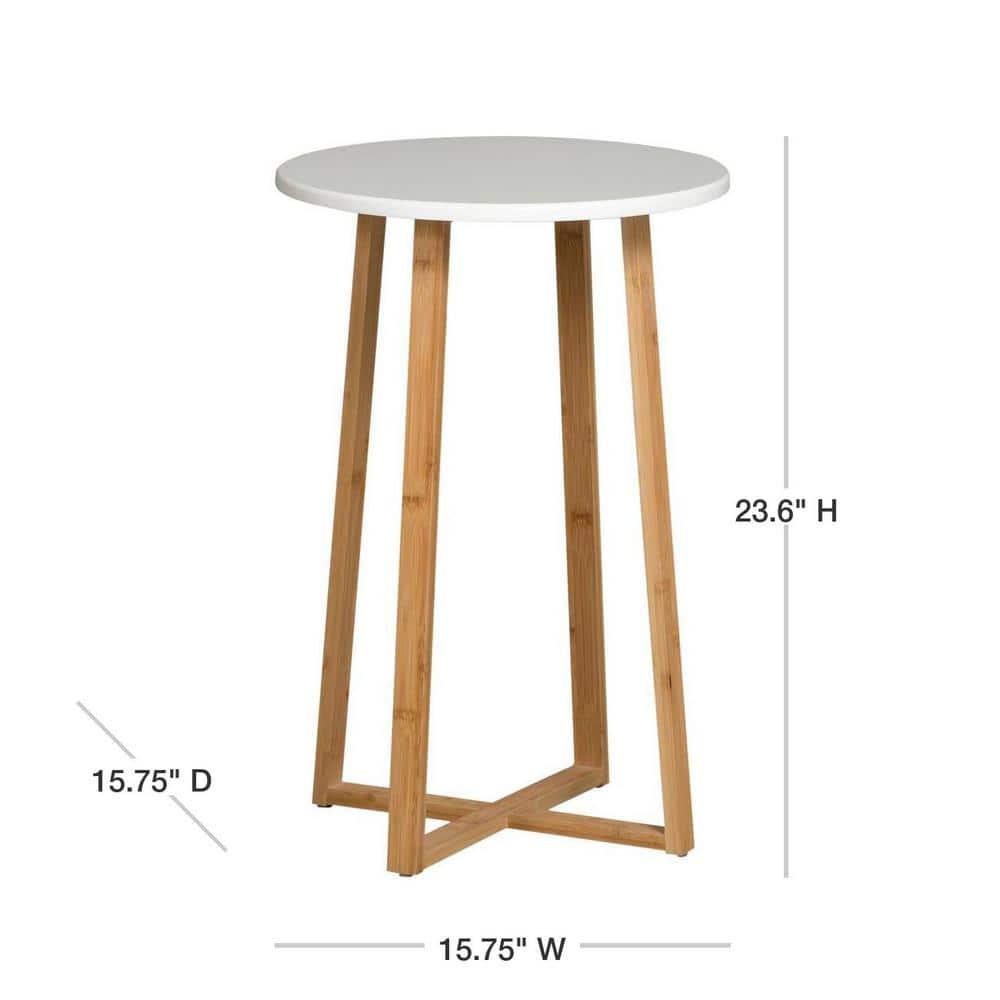 Eccostyle Solid Bamboo Frame Round Plant Table - White