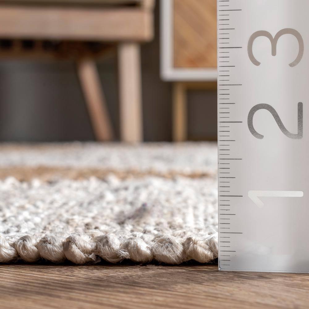 8'x10' Pandora Diamond Jute Area Rug Tan/Ivory - nuLOOM: Geometric Flat Pile, Handmade, Indoor, Rectangle