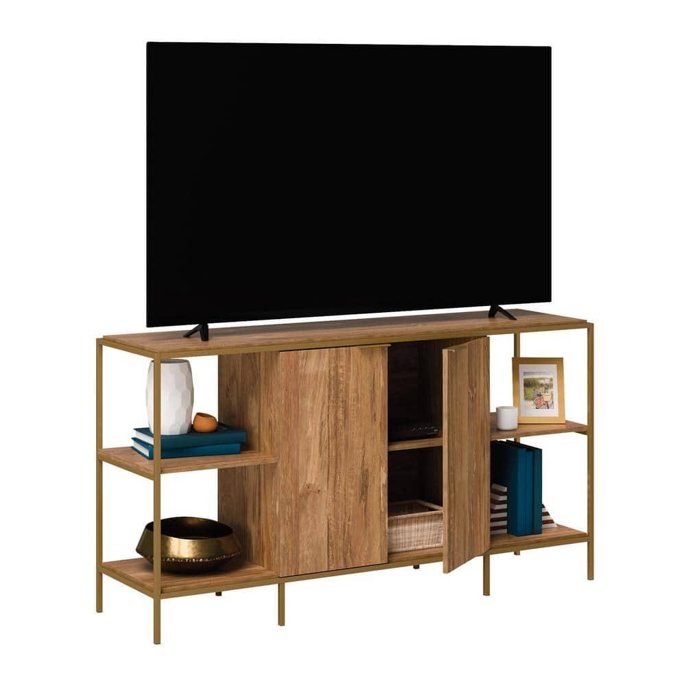 International Lux Modern TV Stand: Adjustable Shelf, Cable Management, Metal Frame - Sauder