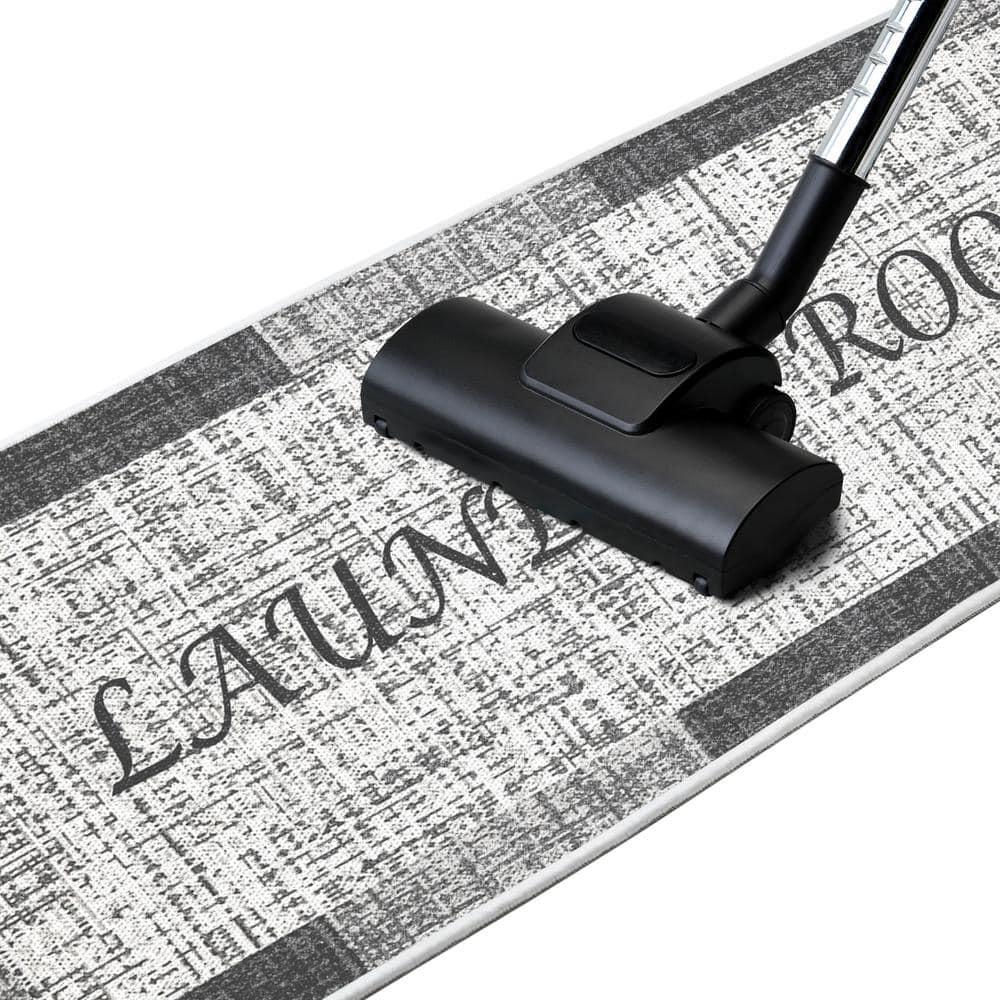SUSSEXHOME Washable Indoor Laundry Room Rug Runner - 70 % Cotton Kitchen Floor Mat[Gray&White]